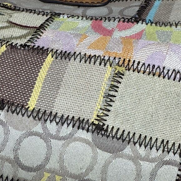 Vintage Etienne Aigner Tuscon Patchwork‎ Canvas Shoulder Bag Tote Purse Boho - Picture 9 of 16